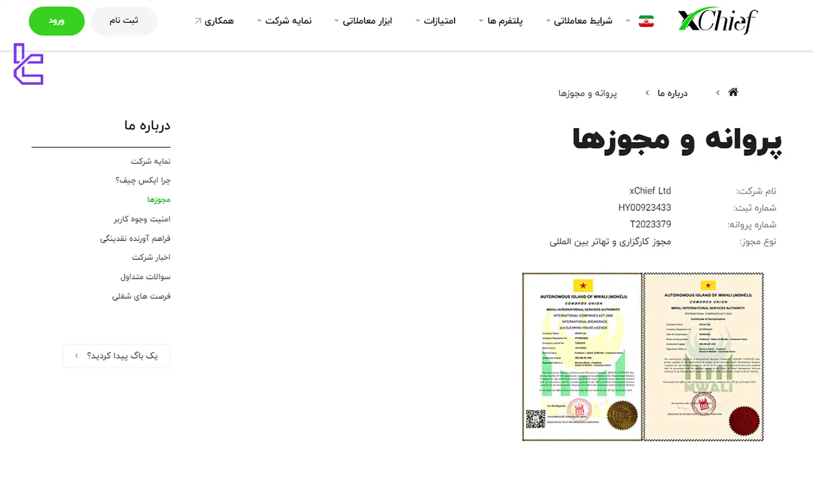 مجوزها و رگوله‌های فارکس چیف