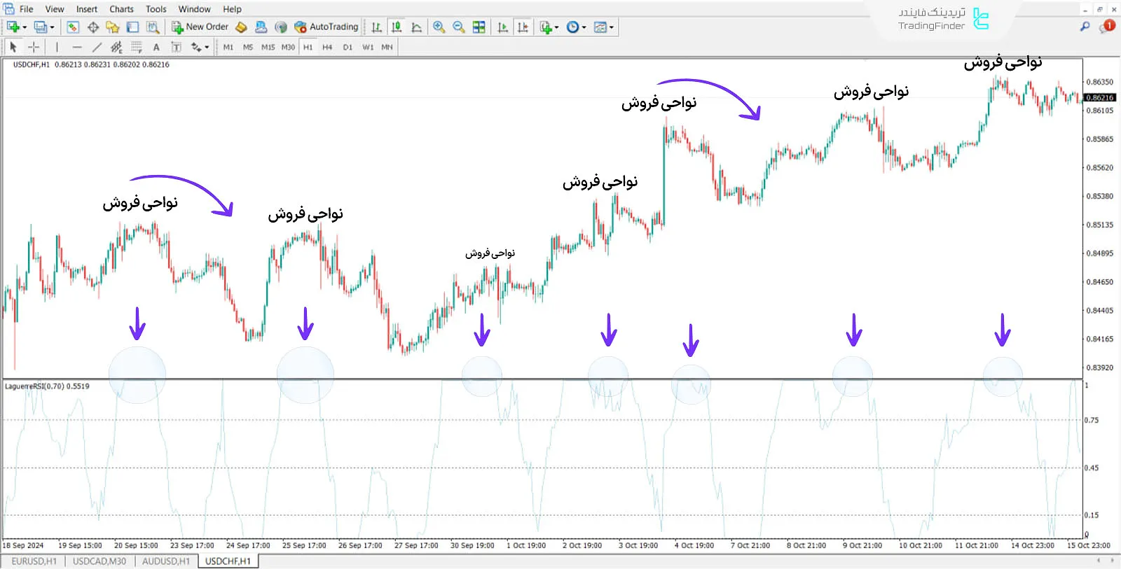 اندیکاتور لاگر آر اس آی در روند نزولی