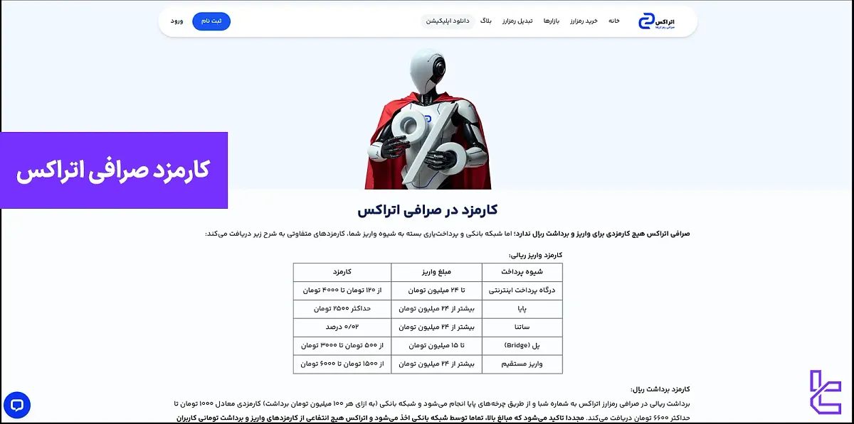 کارمزد صرافی اتراکس - کارمزد 0.1% ارز مبداء برای تبدیل رمزارز 1404