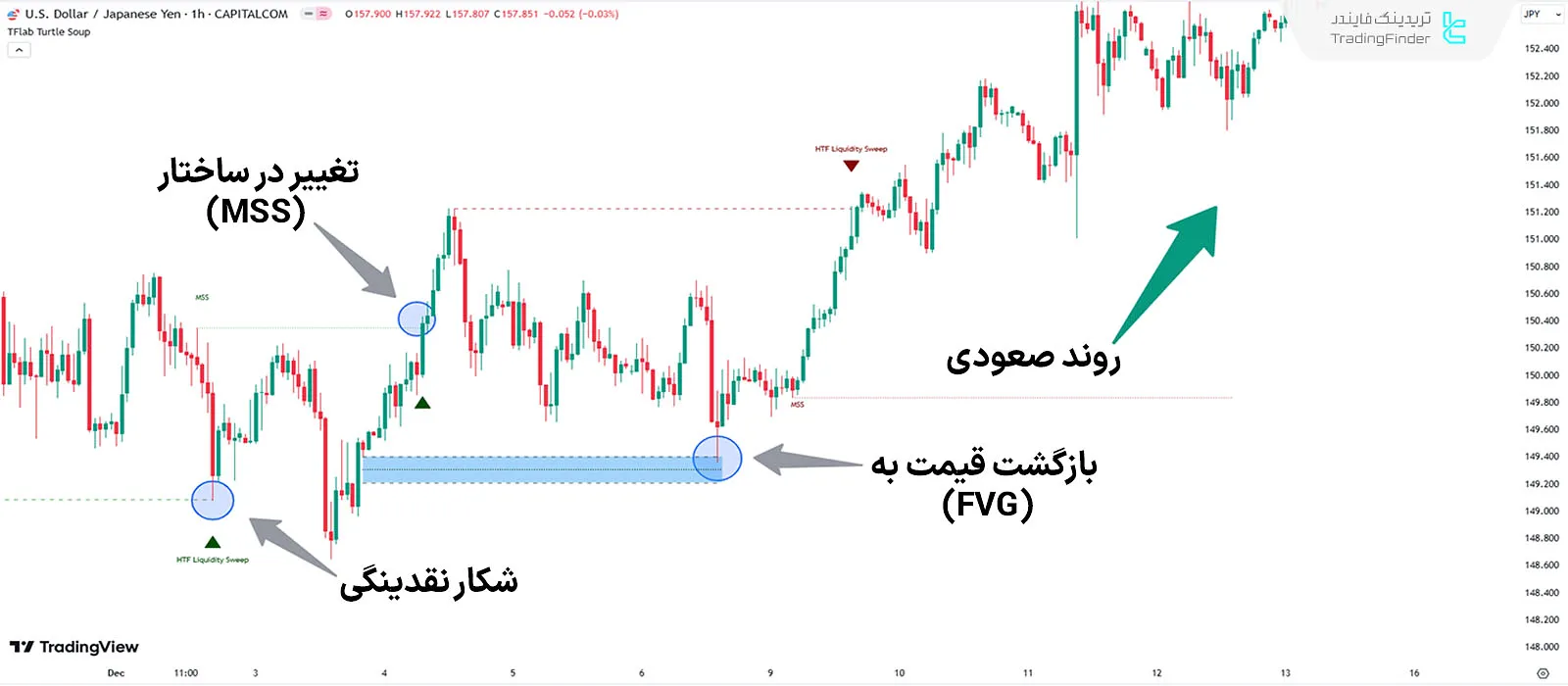 بررسی عملکرد اندیکاتور سوپ لاکپشت در روند صعودی