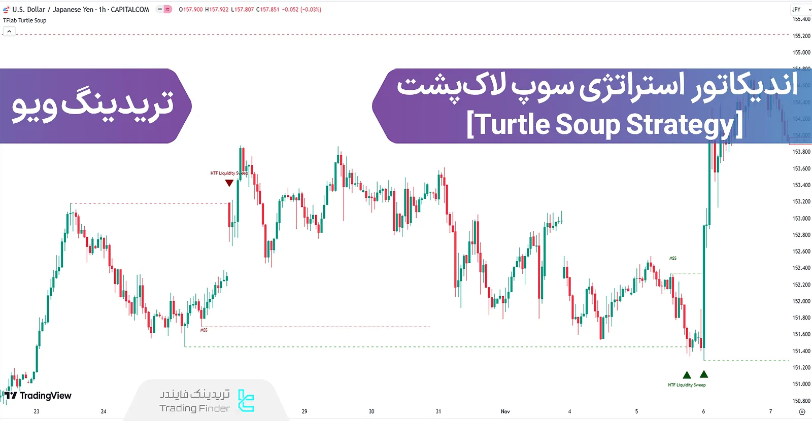 اضافه کردن اندیکاتور استراتژی سوپ لاکپشت (Turtle Soup Strategy) تریدینگ ویو