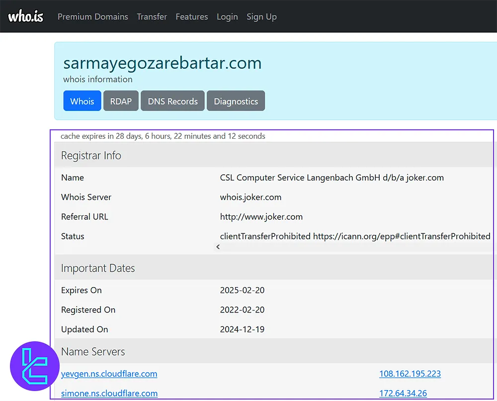 وب سایت Whois و اعتبار سرمایهگذار برتر به عنوان سایت پراپ تریدینگ