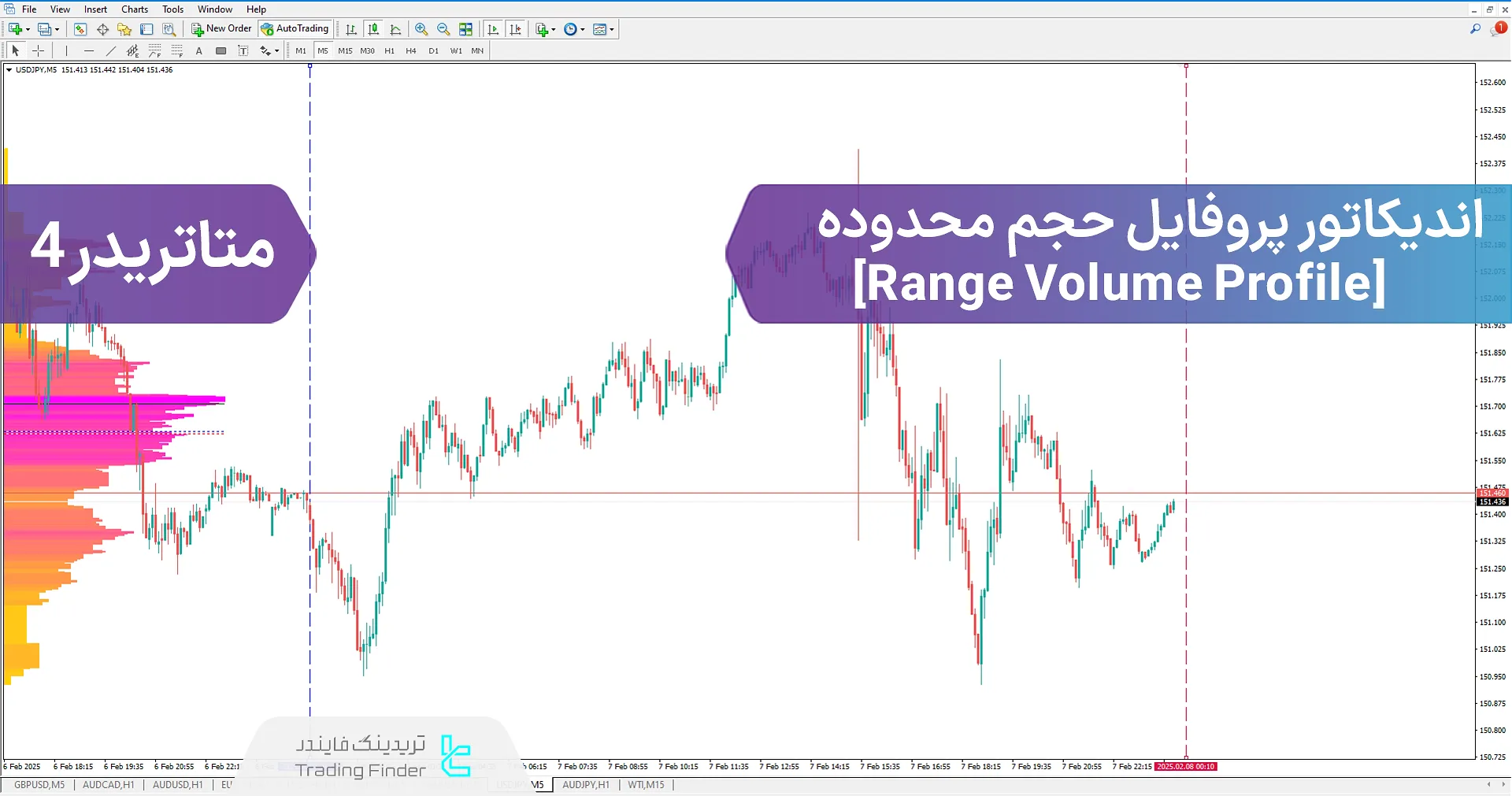 دانلود اندیکاتور پروفایل حجم محدوده (Range Volume Profile) در متاتریدر 4 - [تریدینگ فایندر]