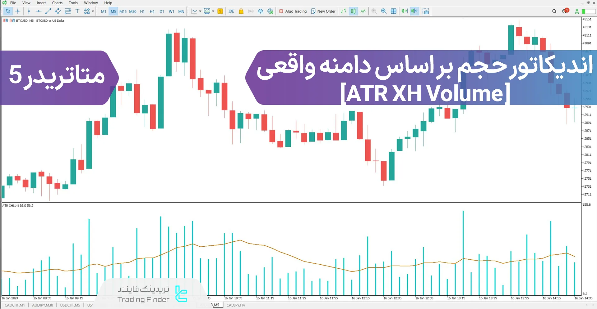 دانلود اندیکاتور حجم بر اساس دامنه واقعی (ATR XH Volume) در متاتریدر 5