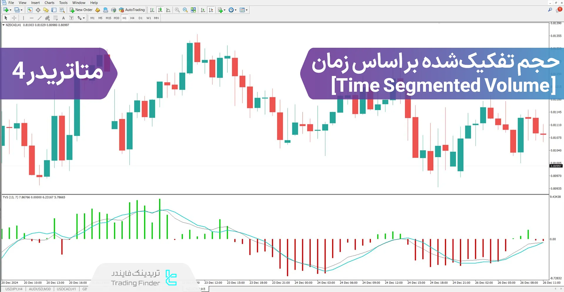 دانلود اندیکاتور حجم تقسیمشده بر اساس زمان (Time Segmented Volume) متاتریدر 4