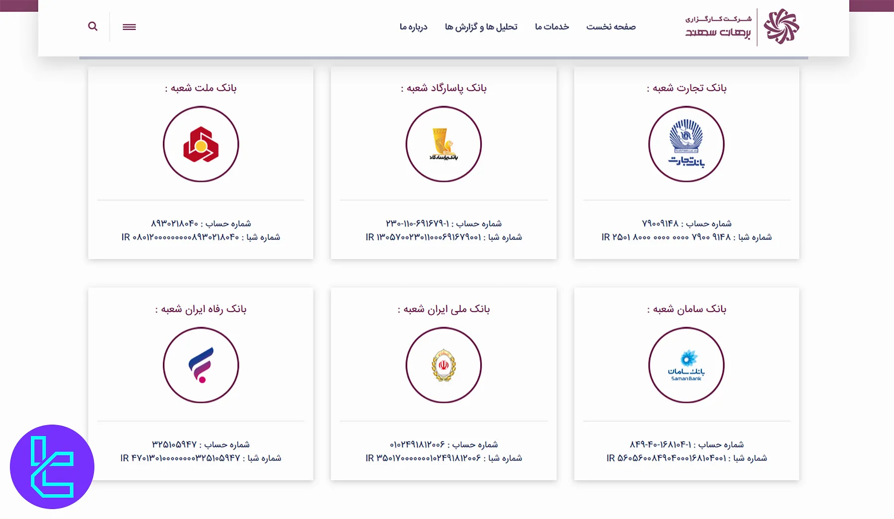 واریز وجه به حساب کارگزاری برهان سهند