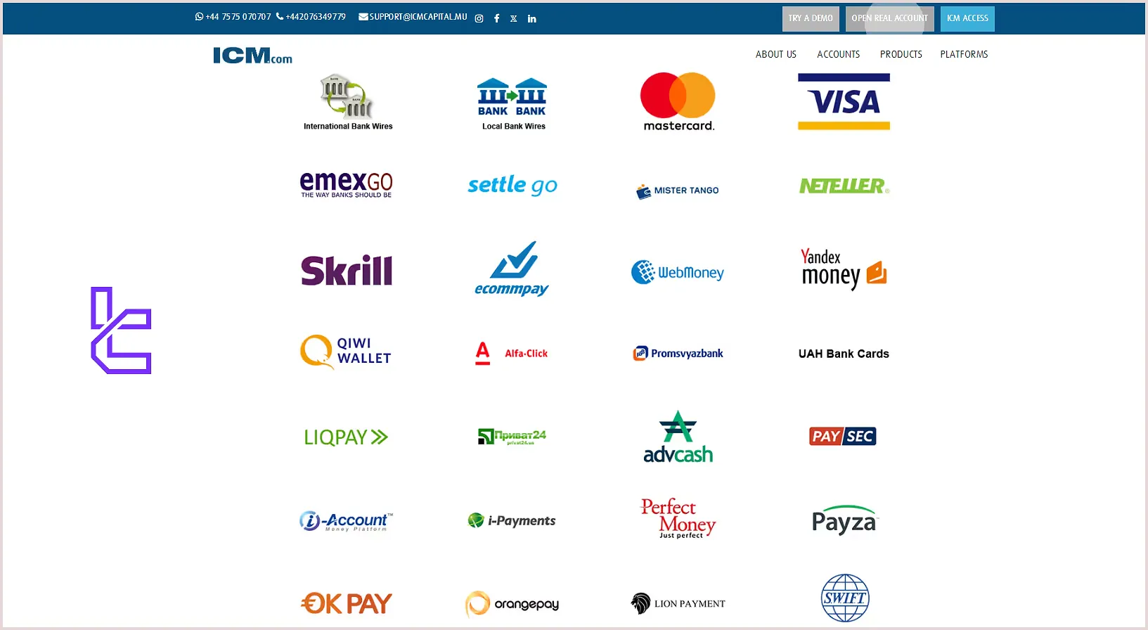 روشهای واریز و برداشت بروکر آی سی ام کپیتال