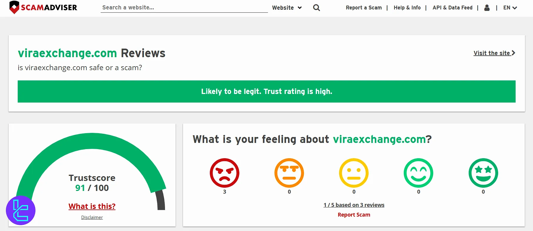 صرافی ویرا اکسچنج در اسکم ادوایزر