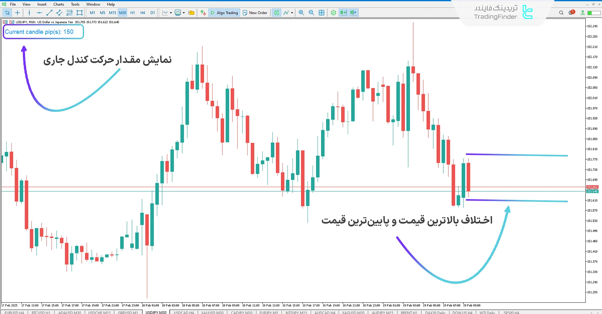 دانلود اندیکاتور نمایش کندل جاری (SCC) در متاتریدر5 - رایگان - [تریدینگ فایندر] 2