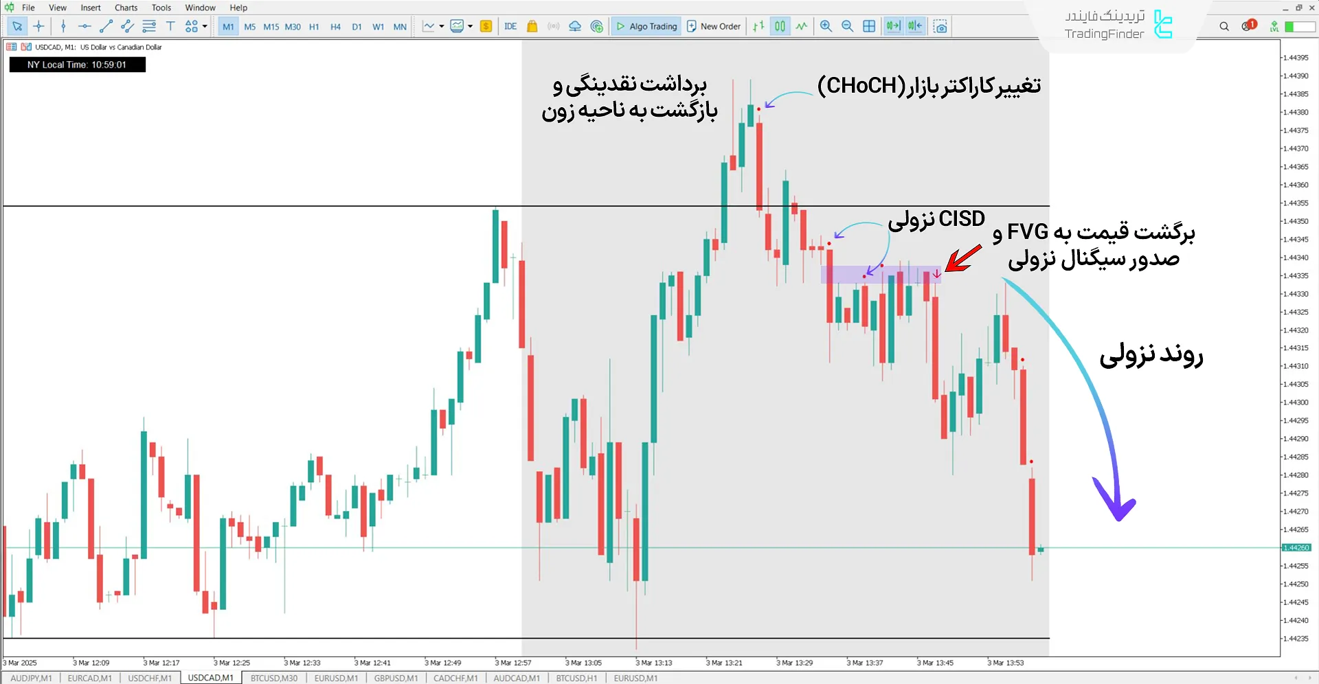 اندیکاتور سیلور بولت در روند نزولی