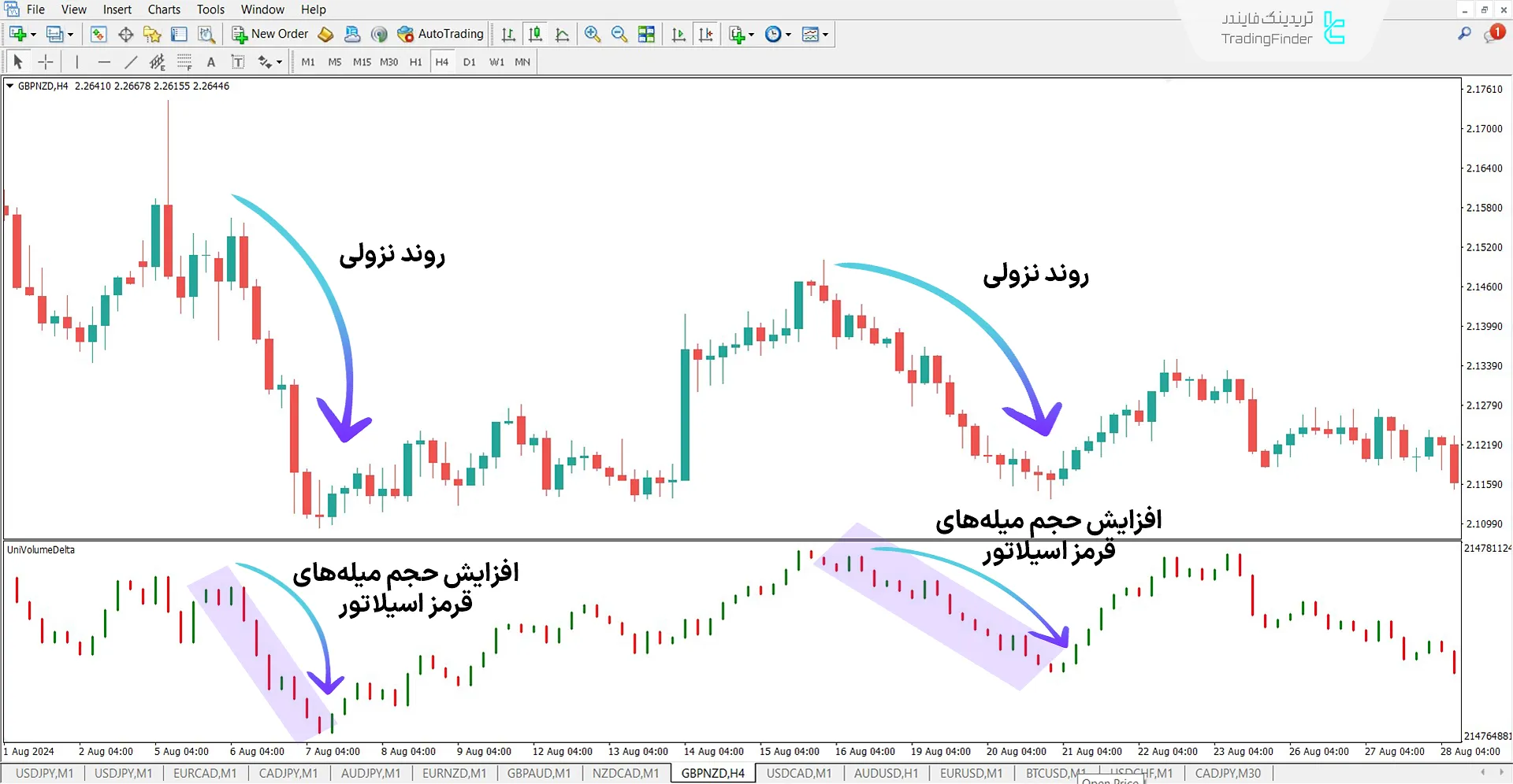 دانلود اندیکاتور دلتا حجم یونی (Uni Volume Delta) در متاتریدر 4 – رایگان 2