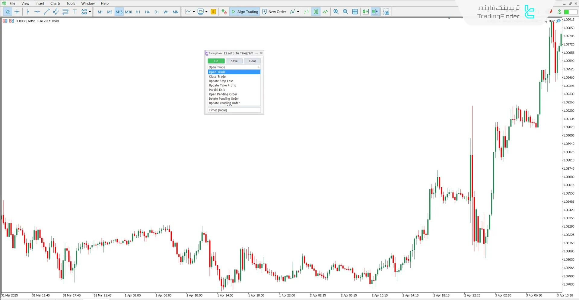 منوی تعیین نوع عملیات معاملاتی