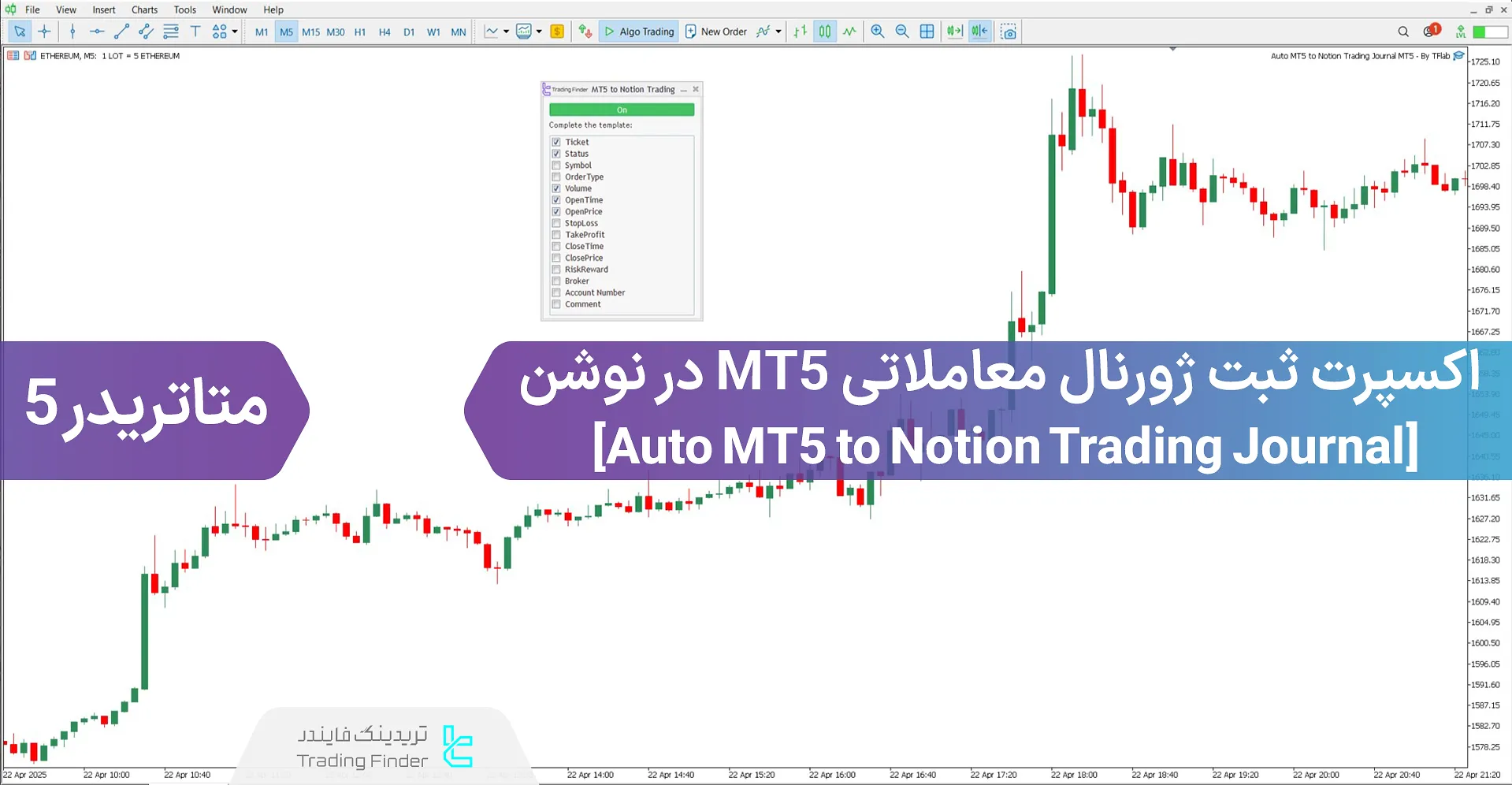 دانلود اکسپرت ثبت ژورنال معاملاتی MT5 در نوشن "Notion" برای متاتریدر 5 – رایگان