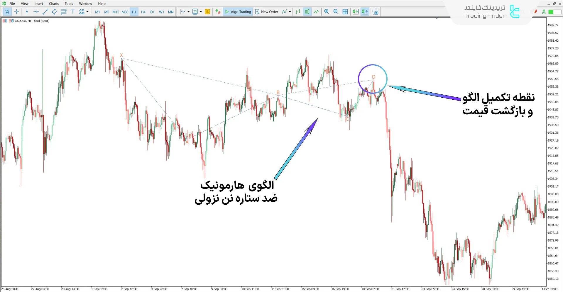 دانلود اندیکاتور الگوی هارمونیک ضد ستاره نن برای متاتریدر 5 - رایگان 2