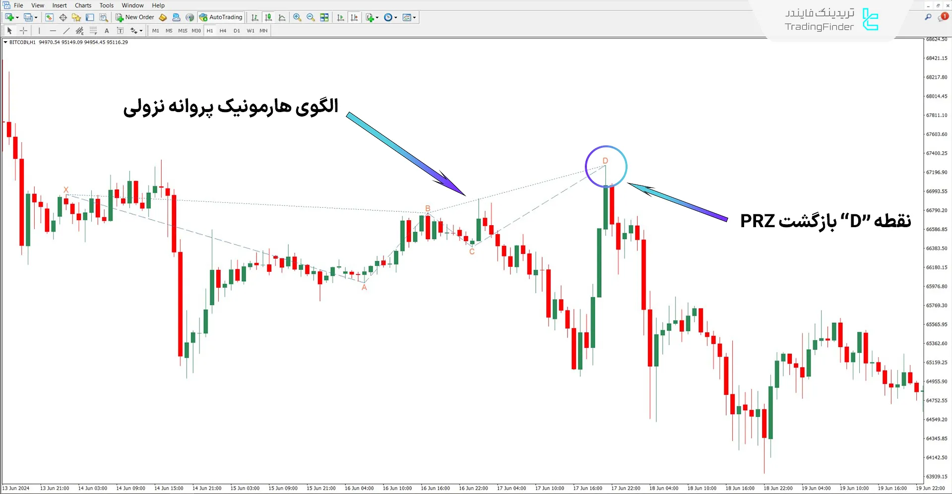 دانلود اندیکاتور الگوی کلاسیک هارمونیک پروانه در متاتریدر 4 – رایگان  2