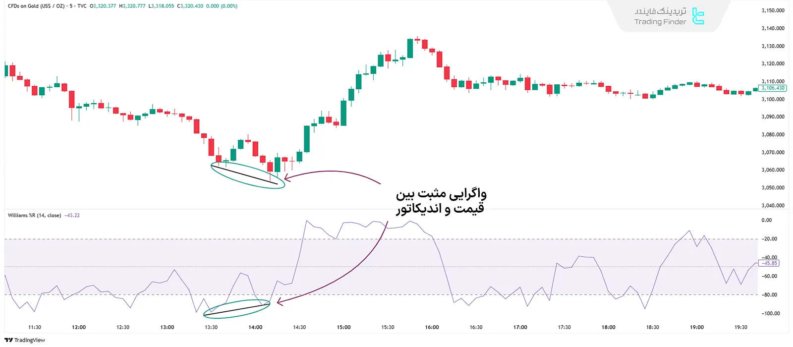 واگرایی در اندیکاتور ویلیامز درصد