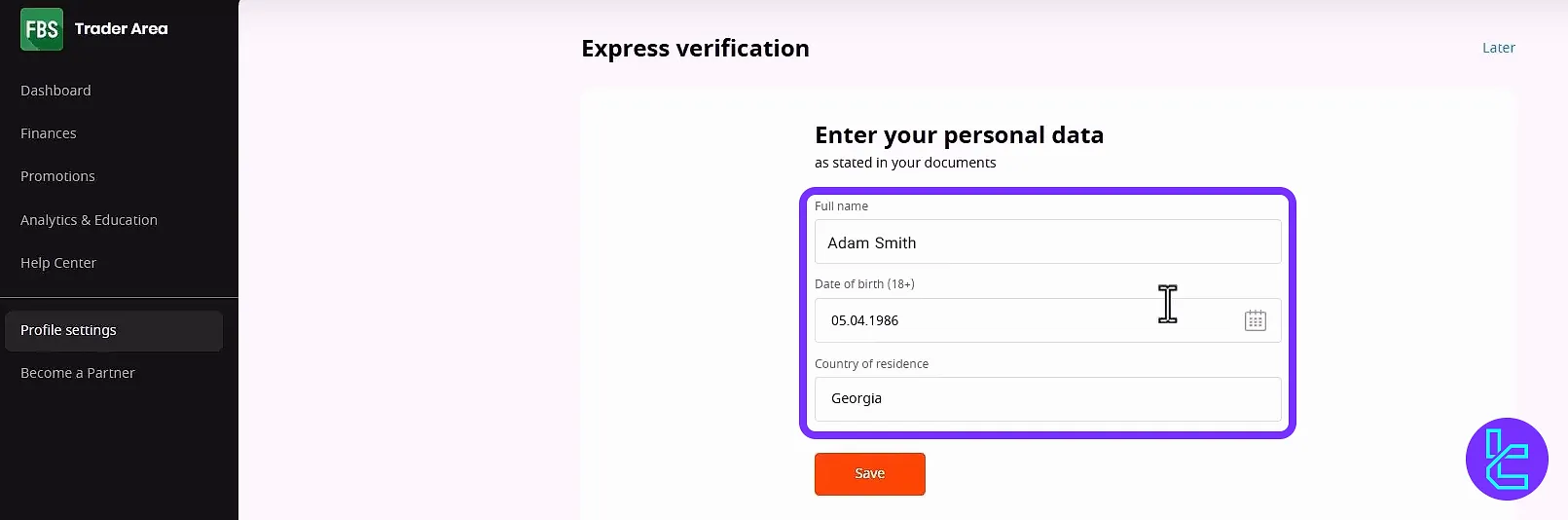 تایید سریع در بروکر اف بی اس