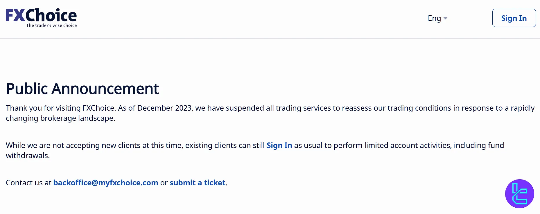 پایان فعالیت بروکر اف ایکس چویس