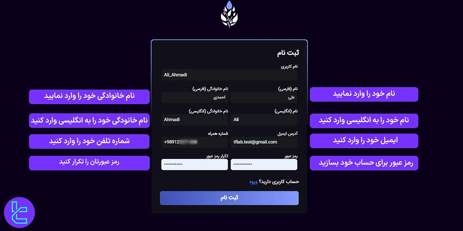 فرم ثبت نام ترید برای زندگی