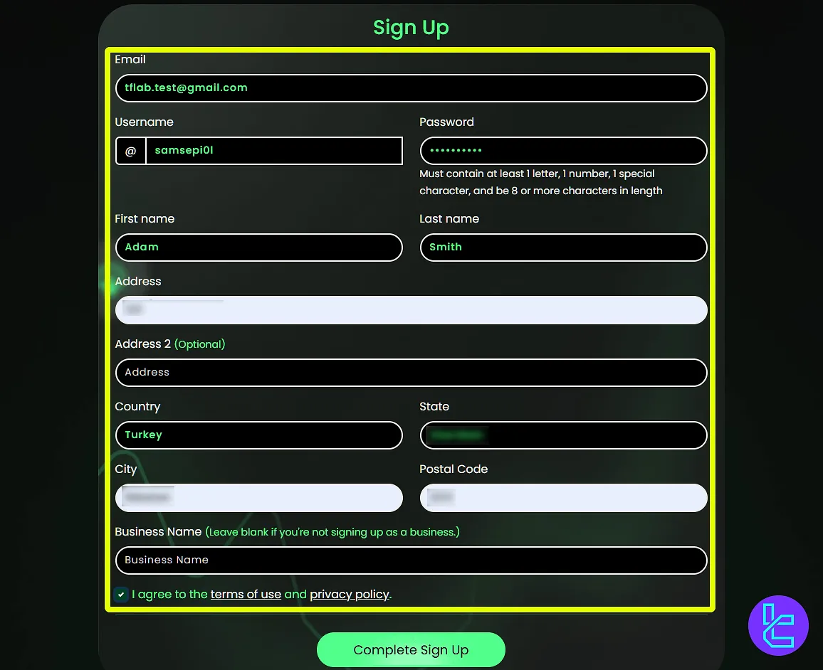فرم ثبت نام پراپ الیت تریدر فاندینگ