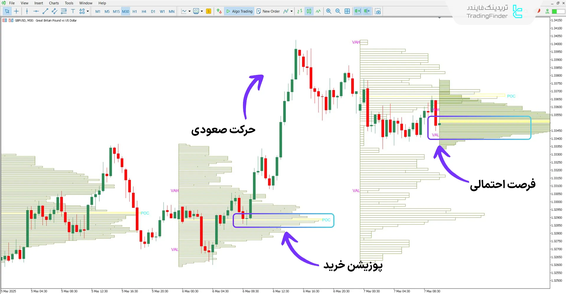 دانلود اندیکاتور ولوم پروفایل (Volume Profile) برای متاتریدر 5 - رایگان 1