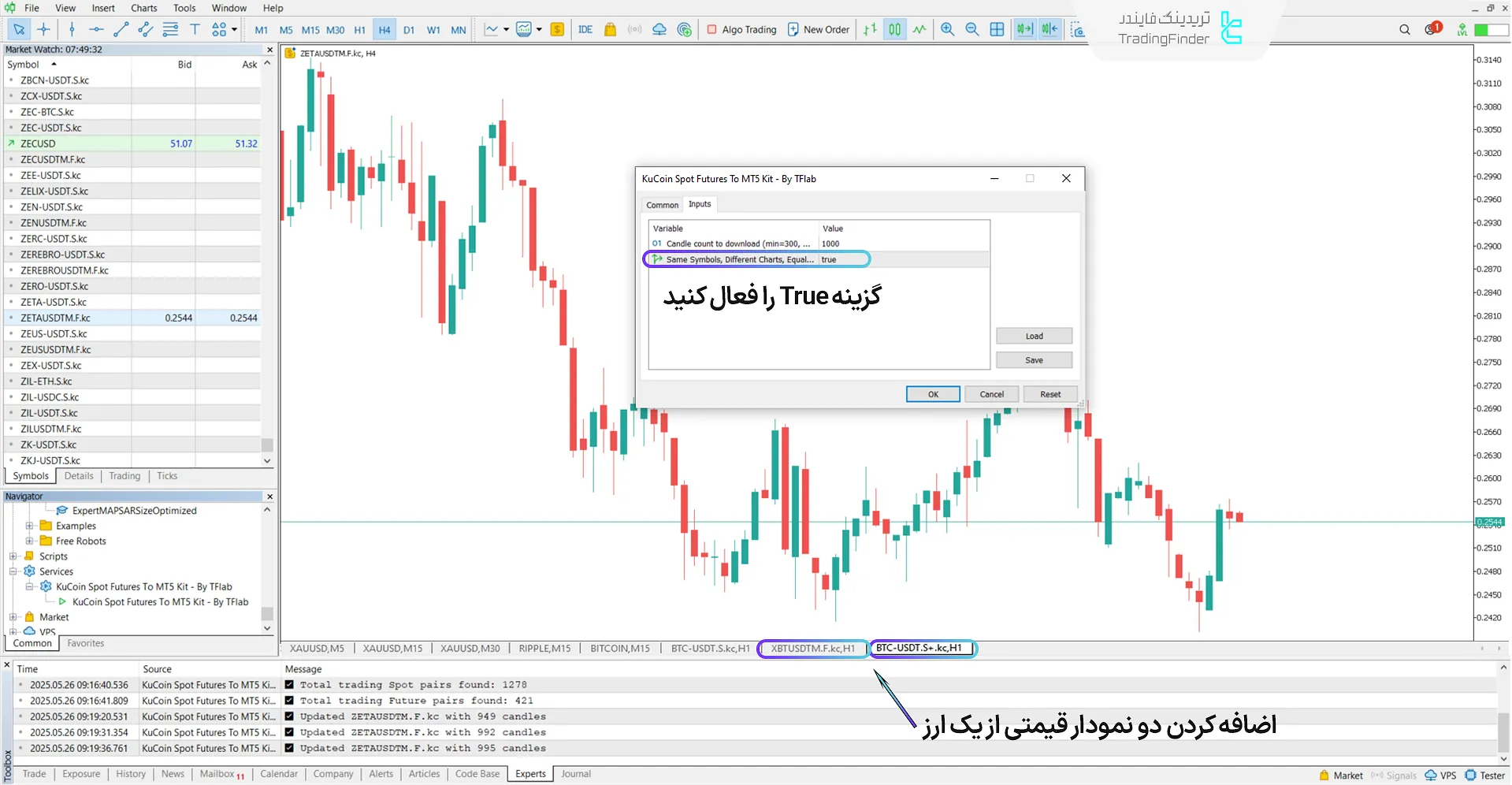اضافه کردن یک یا چند نمودار از یک ارز یکسان در سرویس متاتریدر5