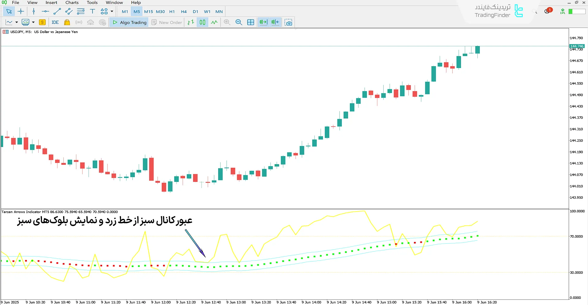 دانلود اندیکاتور پیکان تارزان (Tarzan arrows) متاتریدر5 – دانلود 1