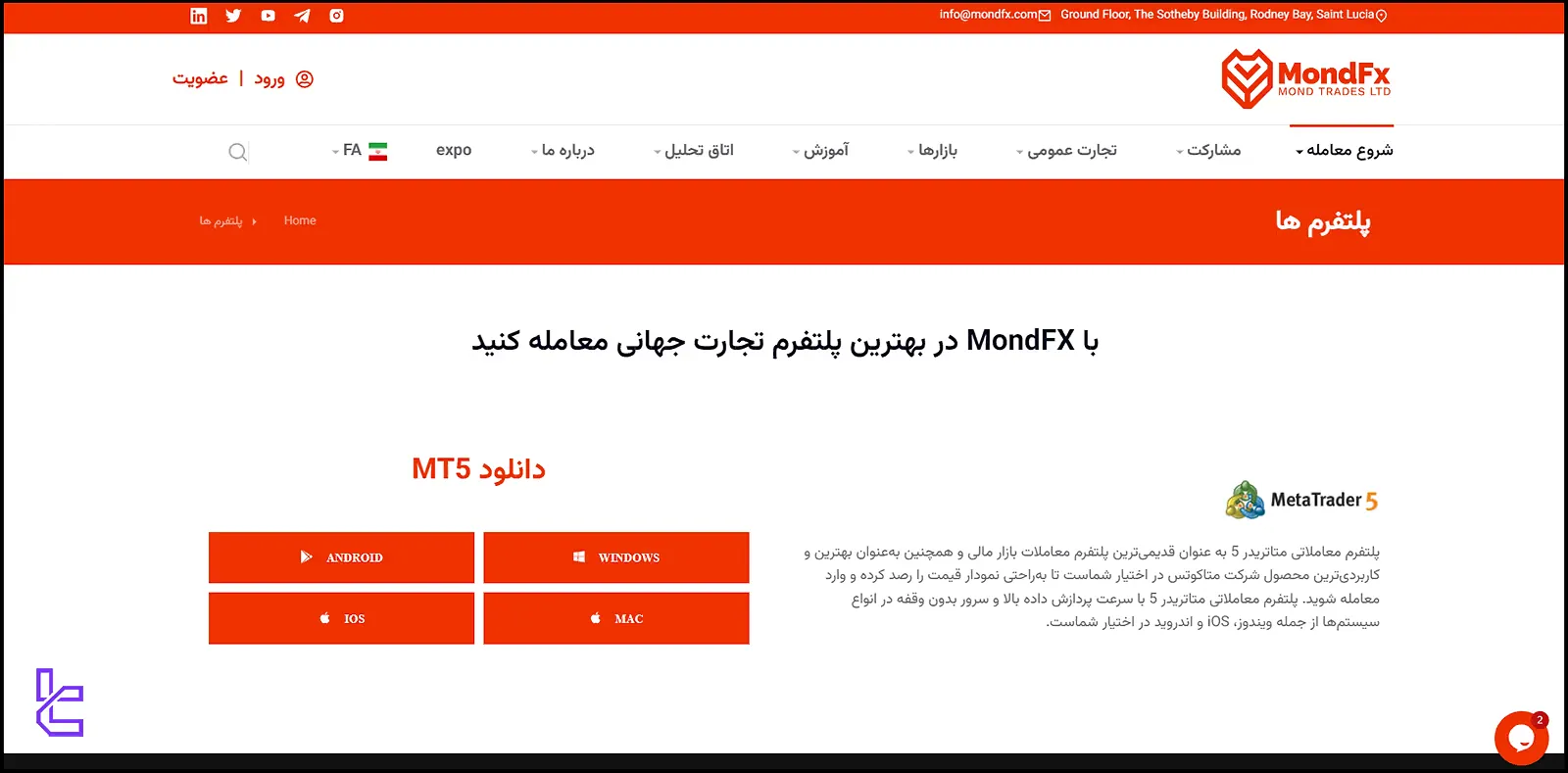 پلتفرمهای معاملاتی موند اف ایکس