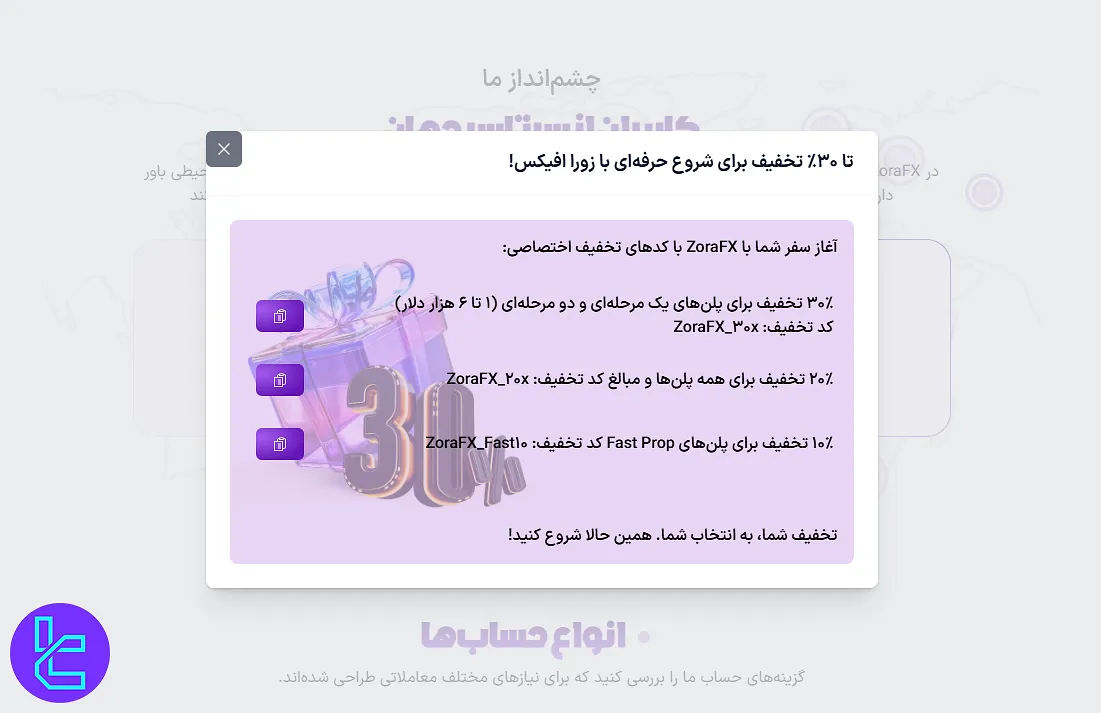 تخفیف‌های پراپ زورا اف ایکس