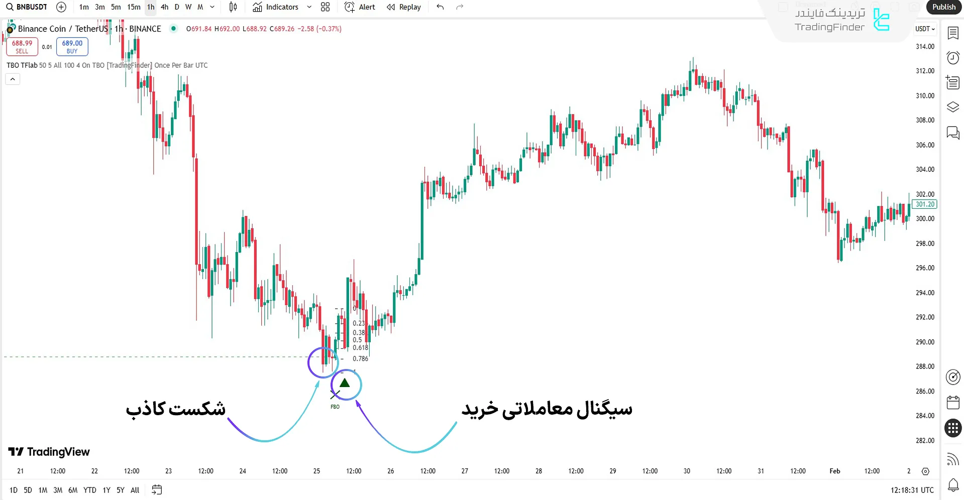 شناسایی بازگشت روند با کمک اندیکاتور الگوی بریک اوت واقعی