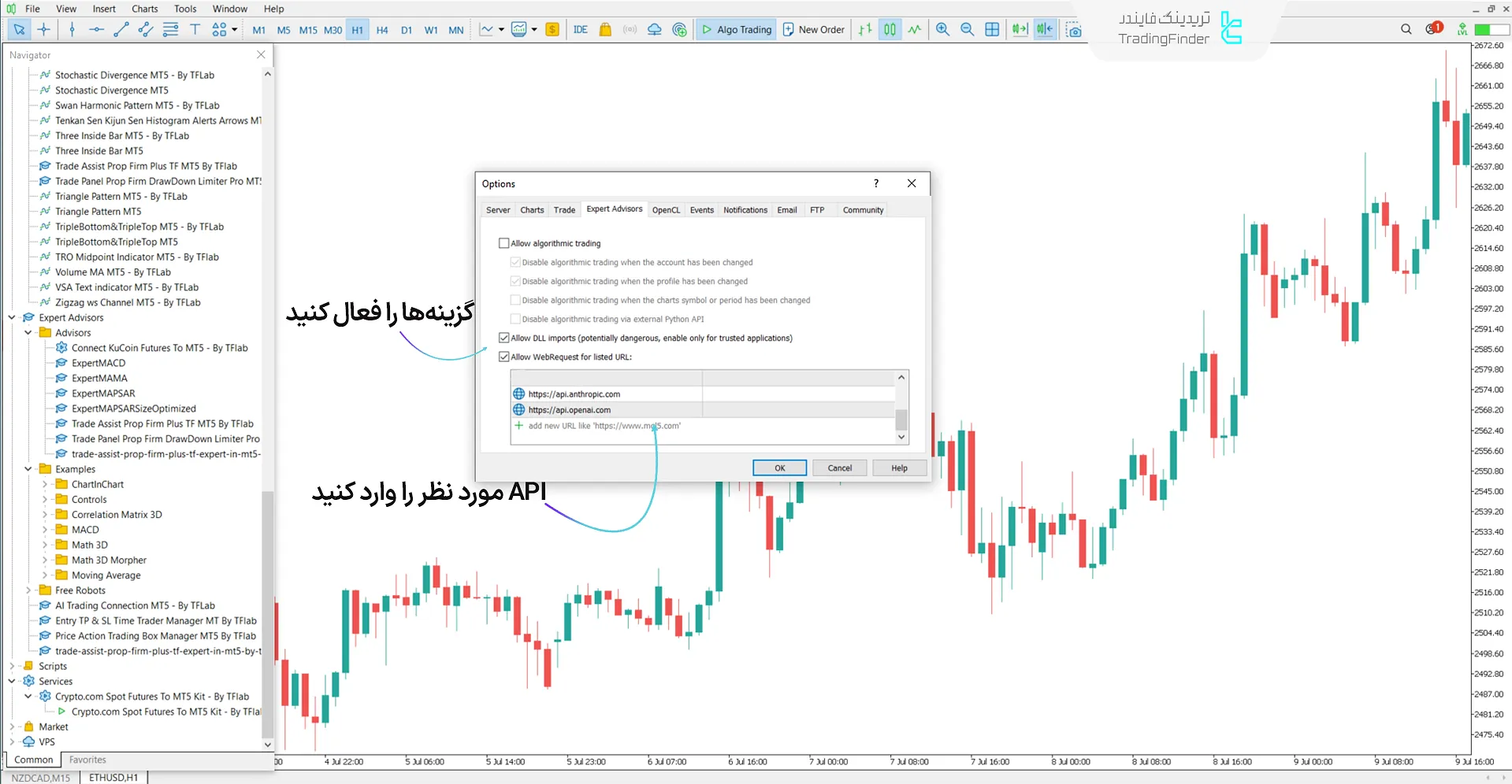 آموزش مراحل فعالسازی درخواست وب در اکسپرت AI Trading Connection