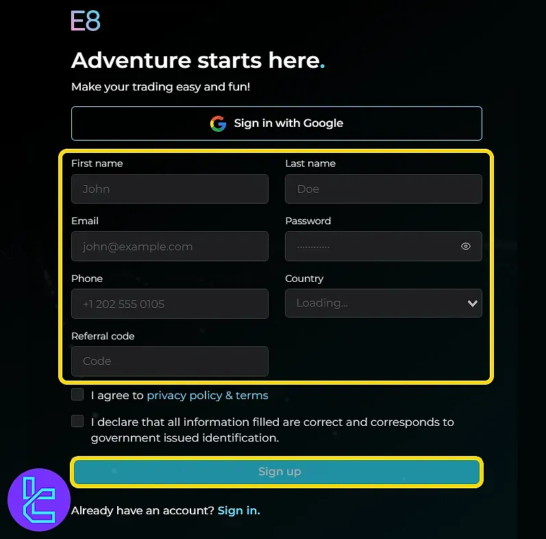 فرم ثبت نام ای ایت مارکتس
