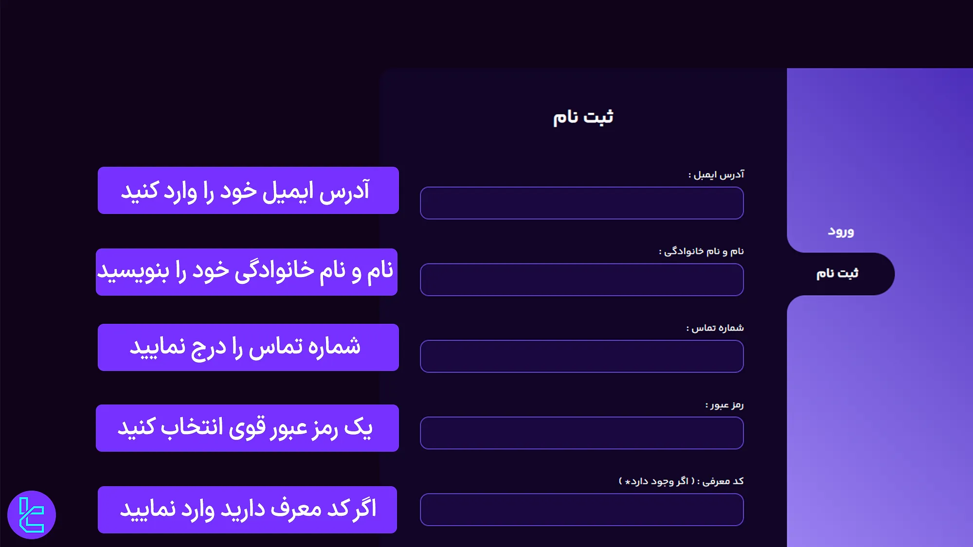 فرم افتتاح حساب پراپ تأمین سرمایه