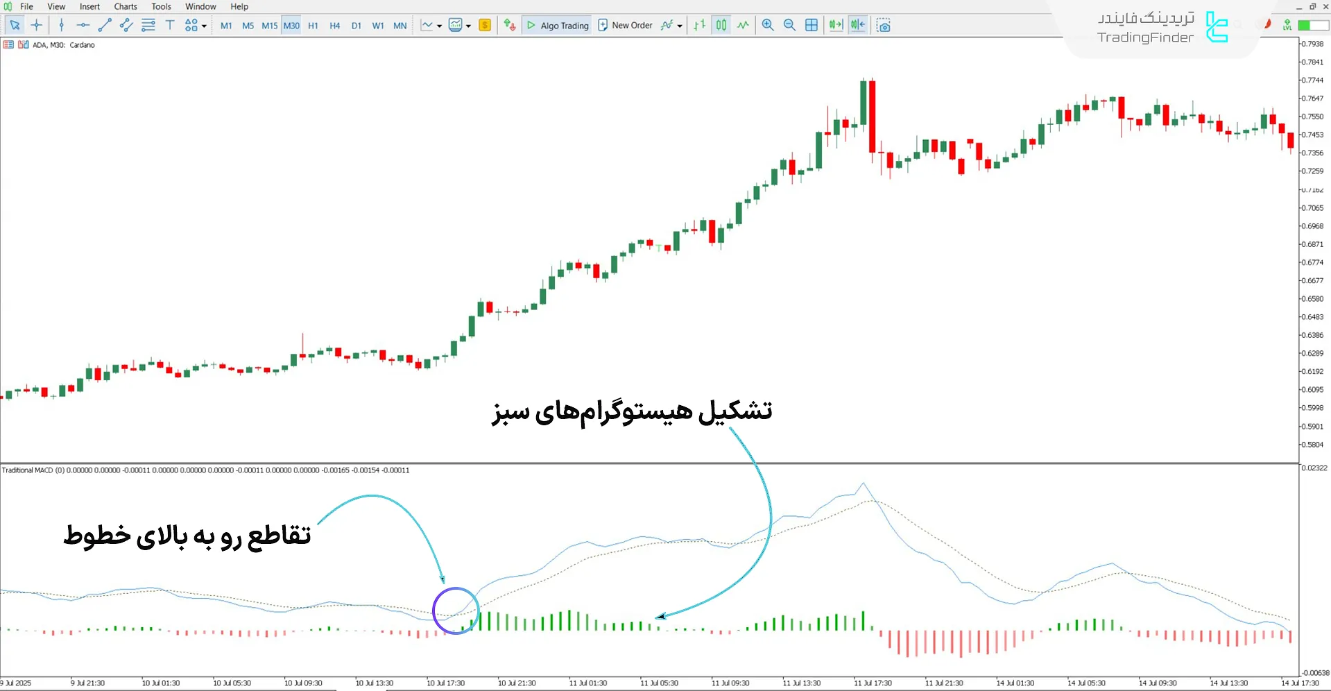 دانلود اندیکاتور هیستوگرام مکدی دو رنگ برای متاتریدر 5 - رایگان 1