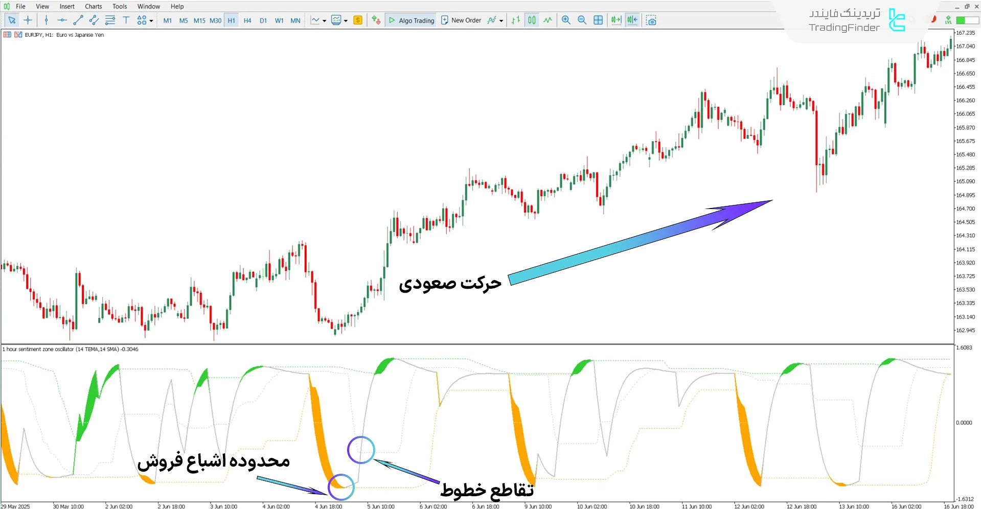 بررسی روند صعودی با اسیلاتور نسبت احساسات
