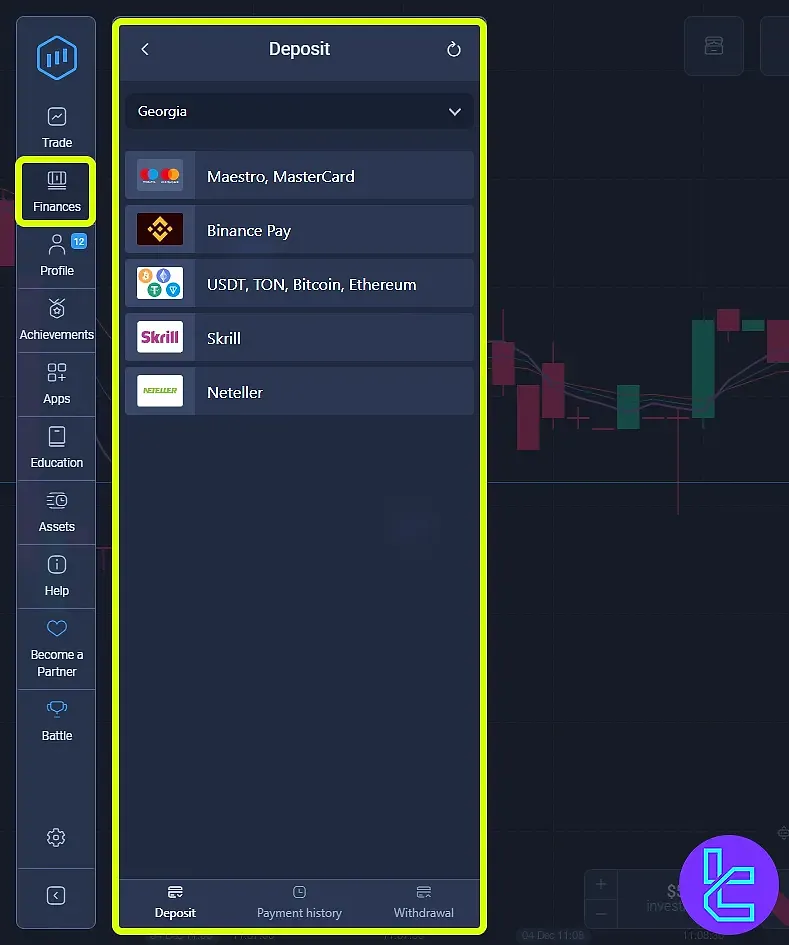 بخش مالی اکسپرت آپشن
