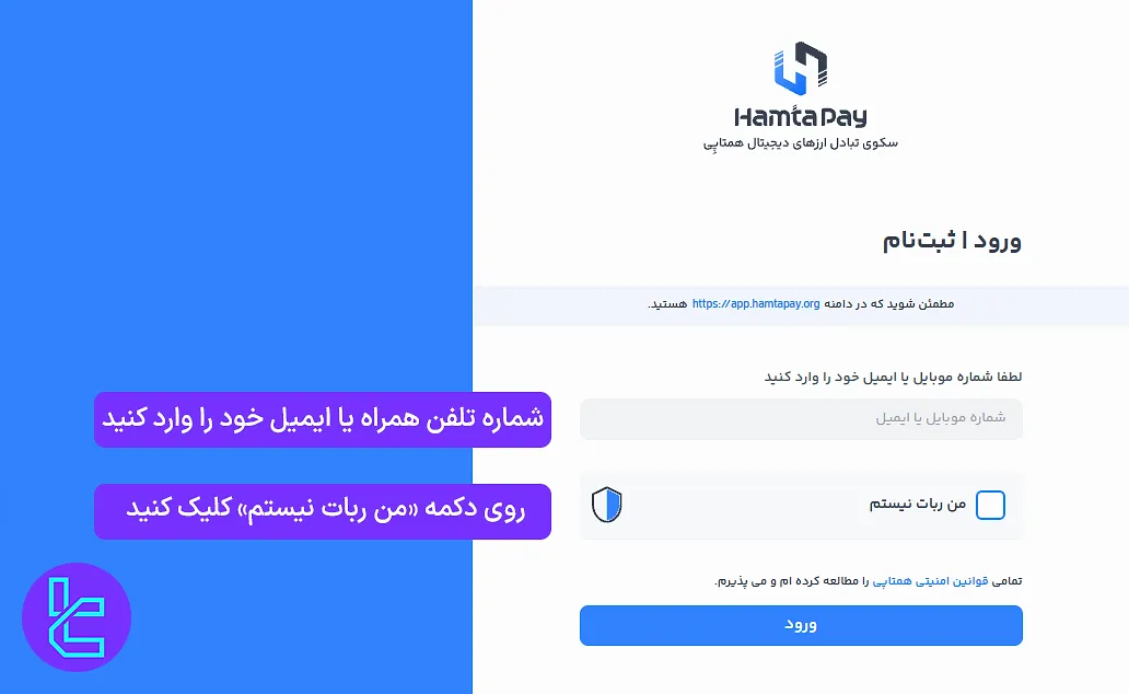 وارد کردن شماره تماس و ایمیل برای ثبت نام همتاپی