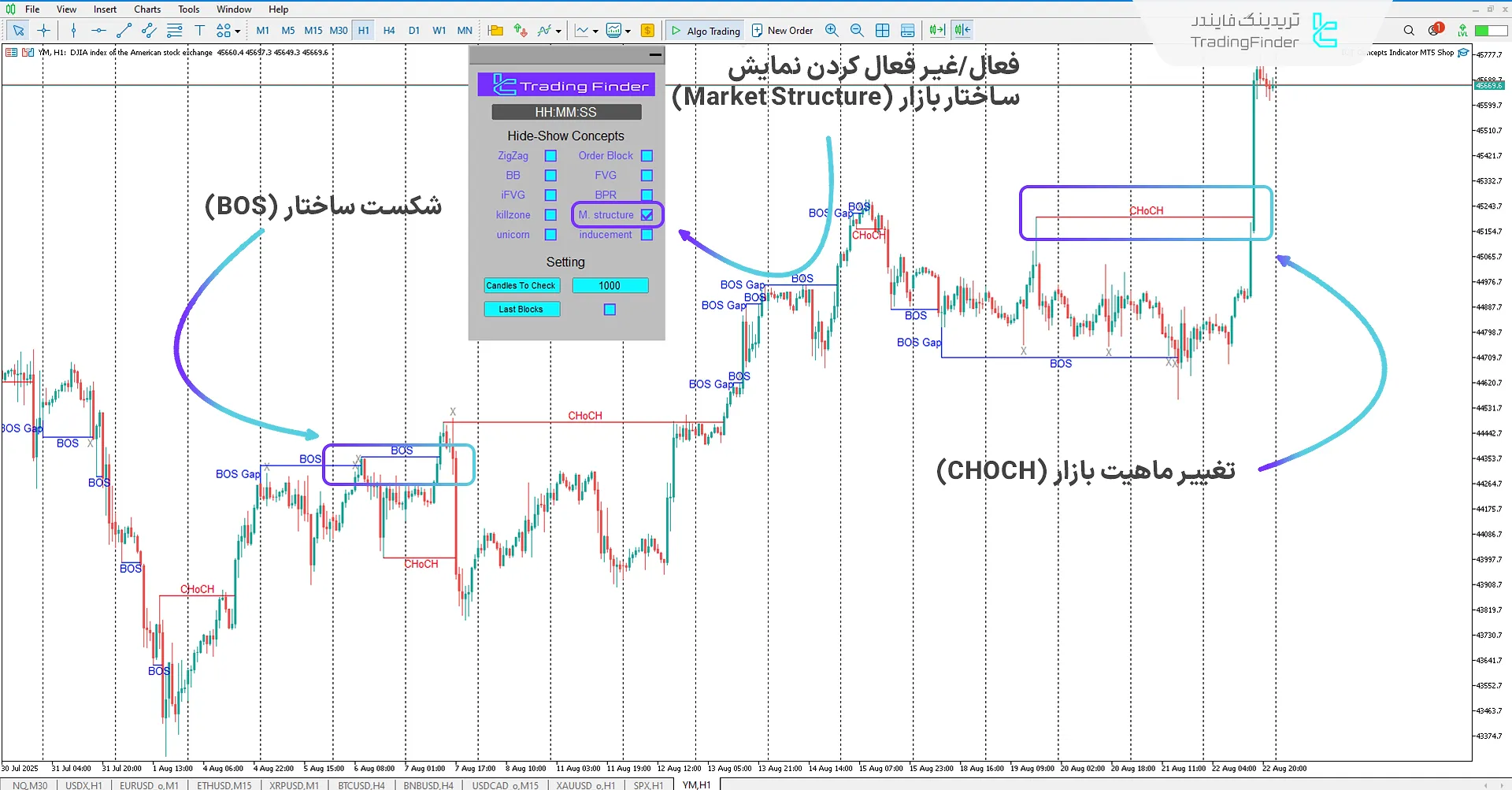 نمایش وضعیت حالت ساختار بازار