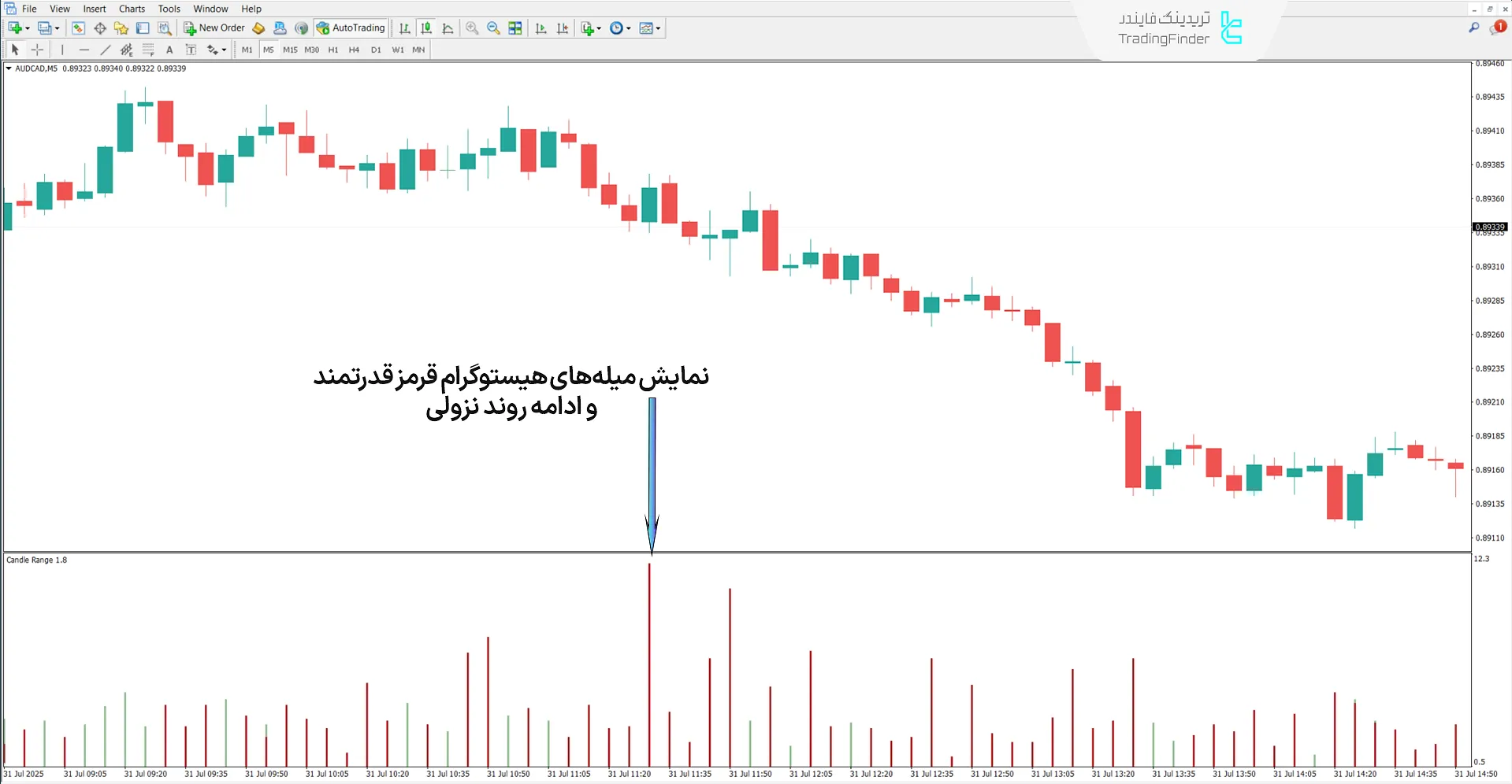 دانلود اندیکاتور دامنه کندل برحسب پیپ (Candle Range in pips) متاتریدر 4 - [تریدینگ فایندر] 2