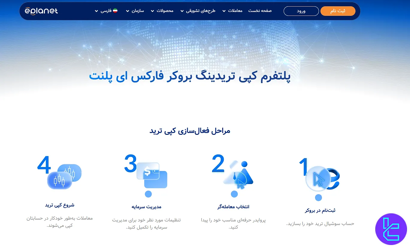 صفحه معرفی پلتفرم کپی تریدینگ در بروکر ePlanet