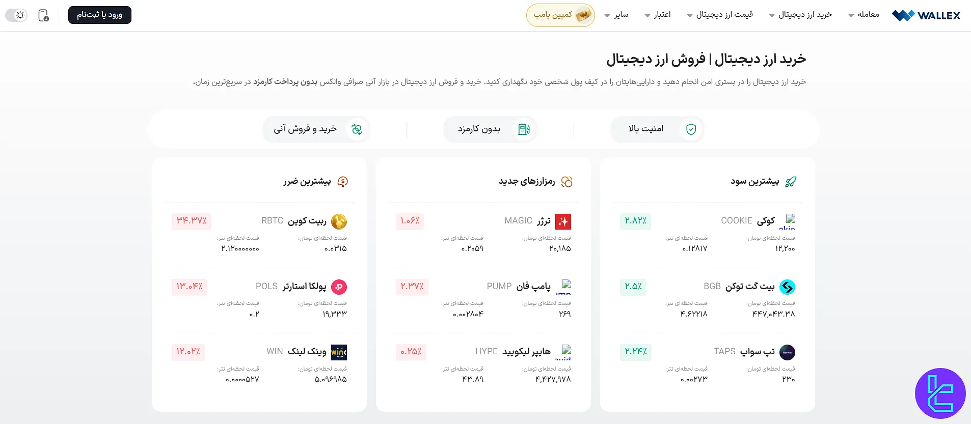 نمادهای معاملاتی والکس