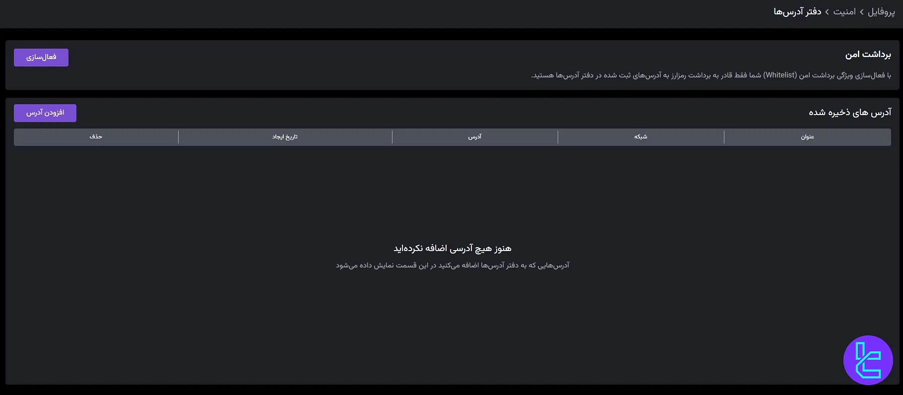 دفتر آدرسها صرافی نوبیتکس