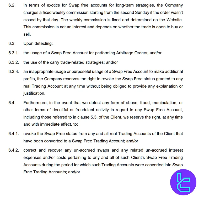 قوانین استفاده از حساب‌های سواپ فری در صرافی FBS