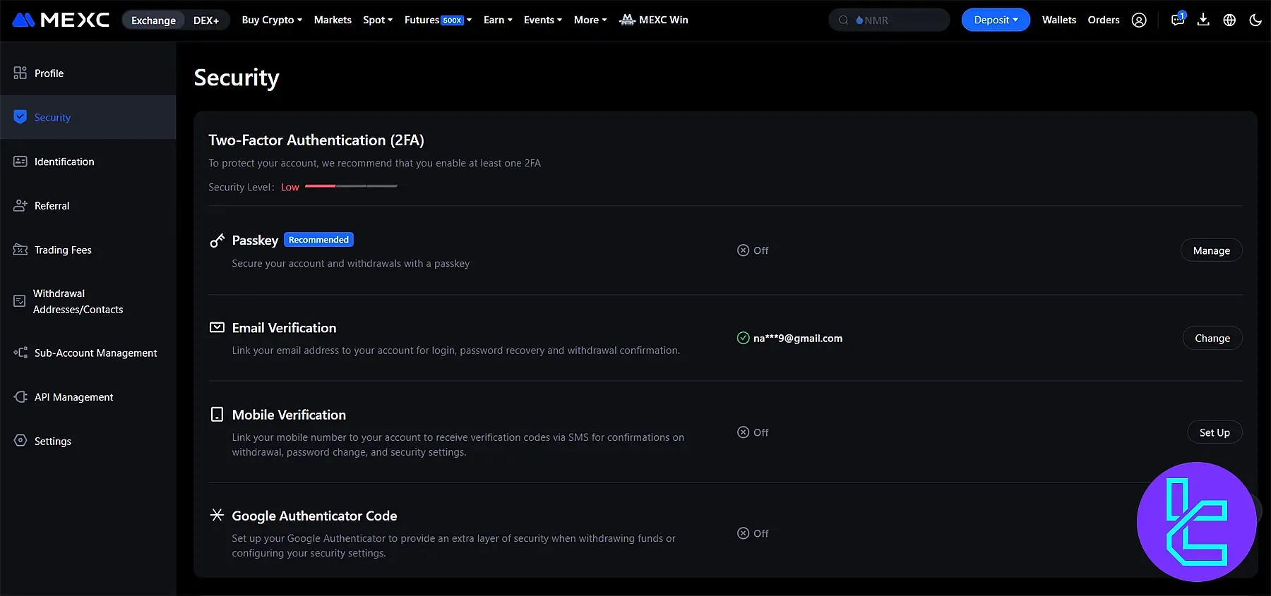 بخش امنیت داشبورد کاربری مکسی