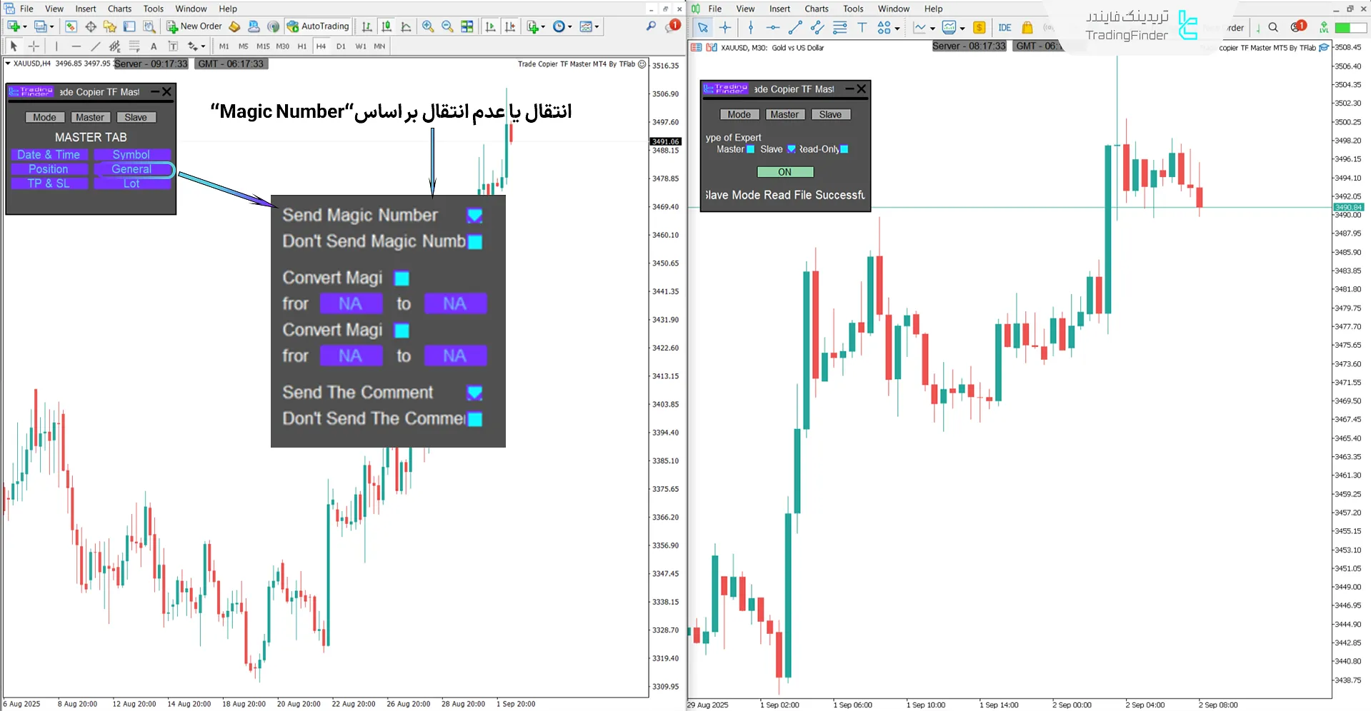 انتقال بر اساس Magic Number در اکسپرت کپیکننده معاملات مستر TF