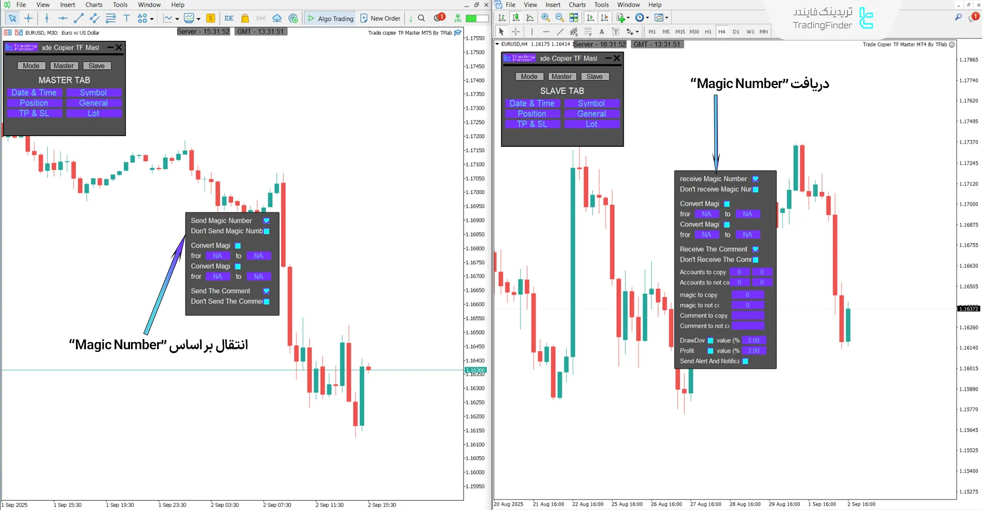 کپی معاملات بر مبنای Magic Number در اکسپرت TF Master Trade Copier