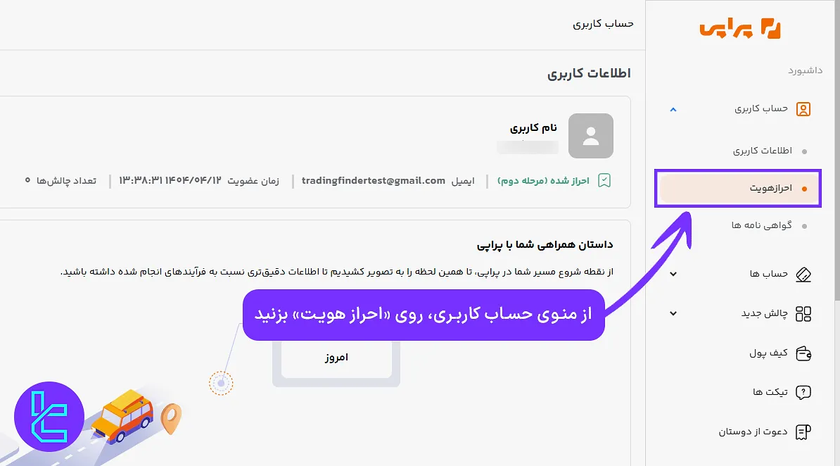 دسترسی به بخش احراز هویت در پراپی