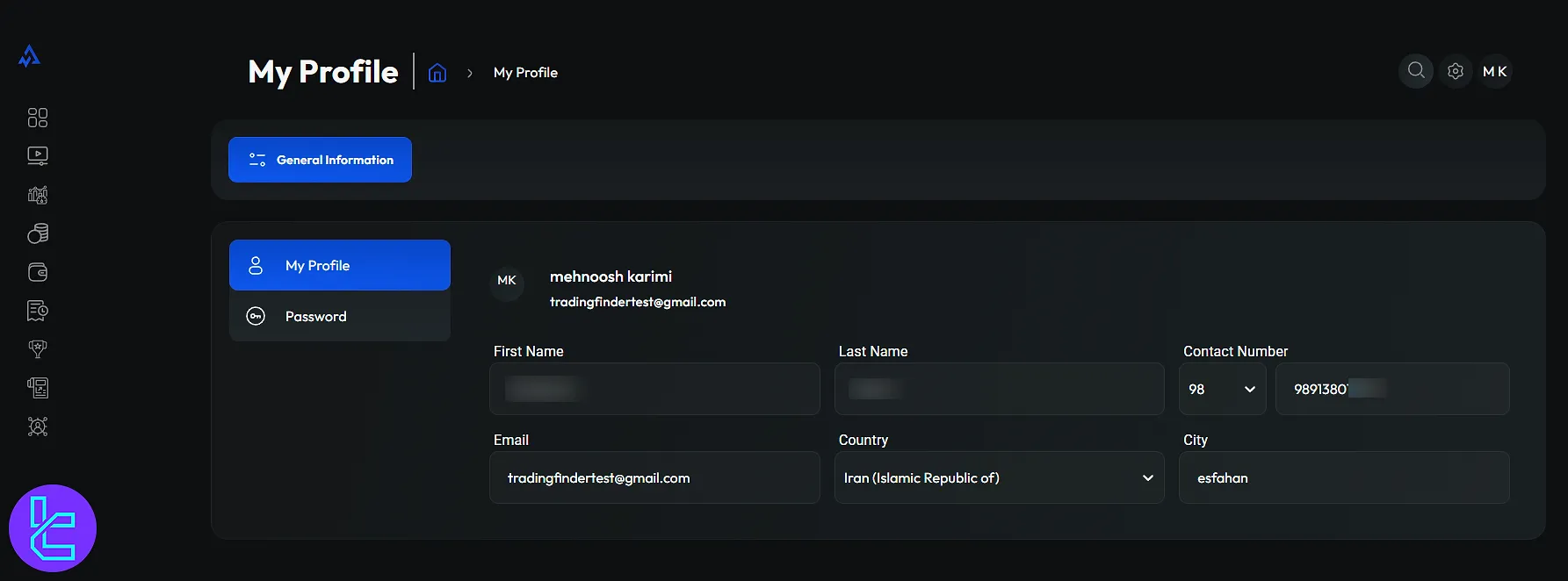 صفحه داشبورد Alpha Capital Group پس از ساخت حساب