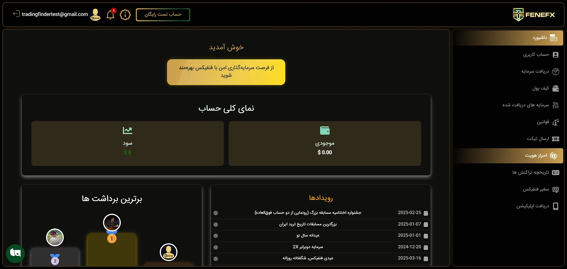 داشبورد فنفیکس