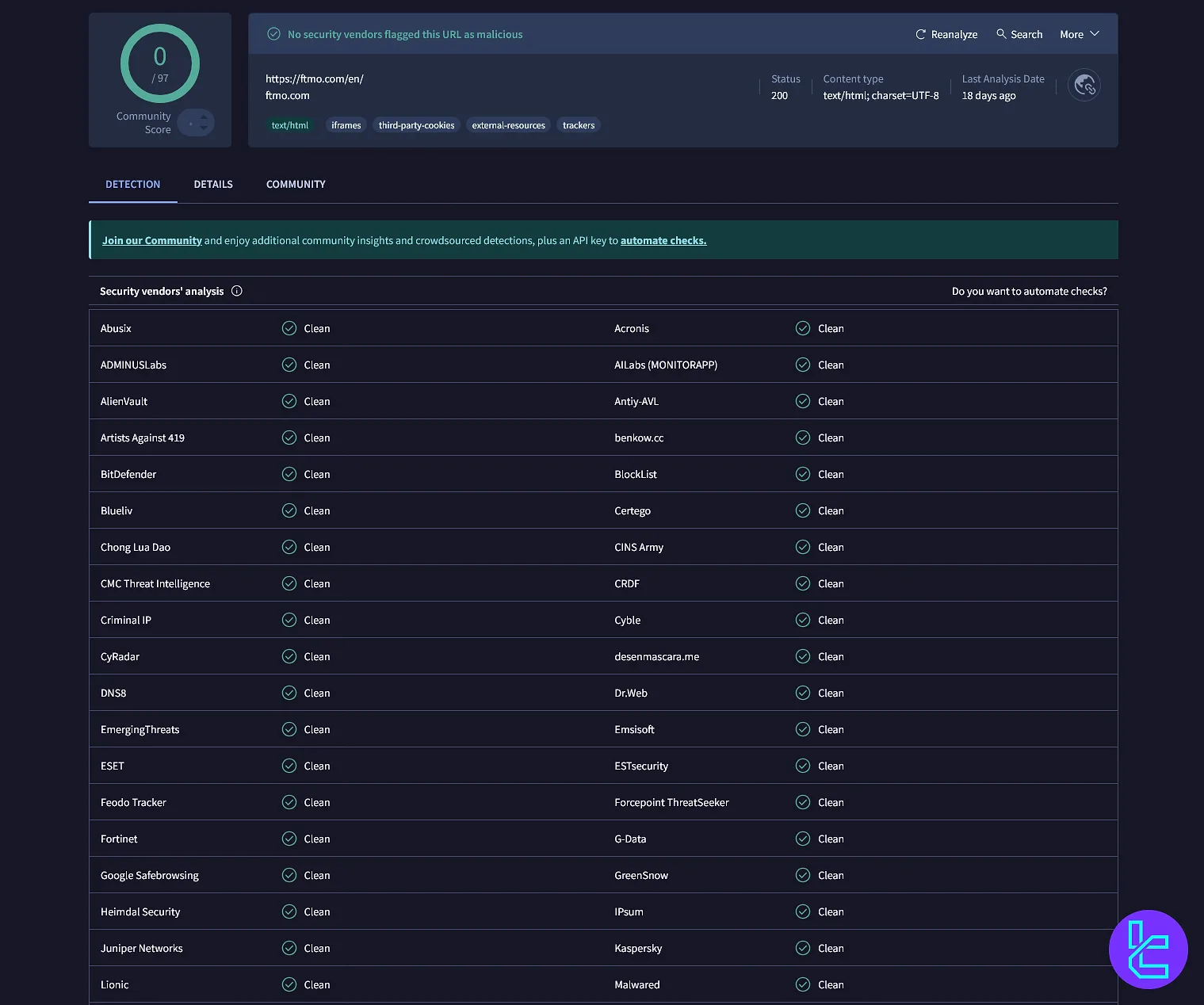 اف تی ام او در VirusTotal